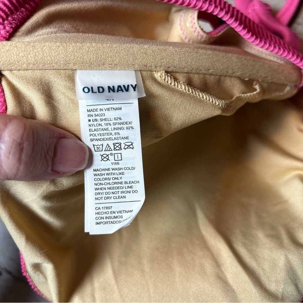 Old Navy Textured-Rib Cinch-Front Bikini Swim Top 4X Pink NWT! - Picture 12 of 16